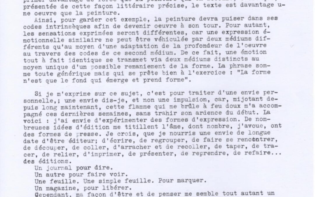 Note – L’art & ses médiums