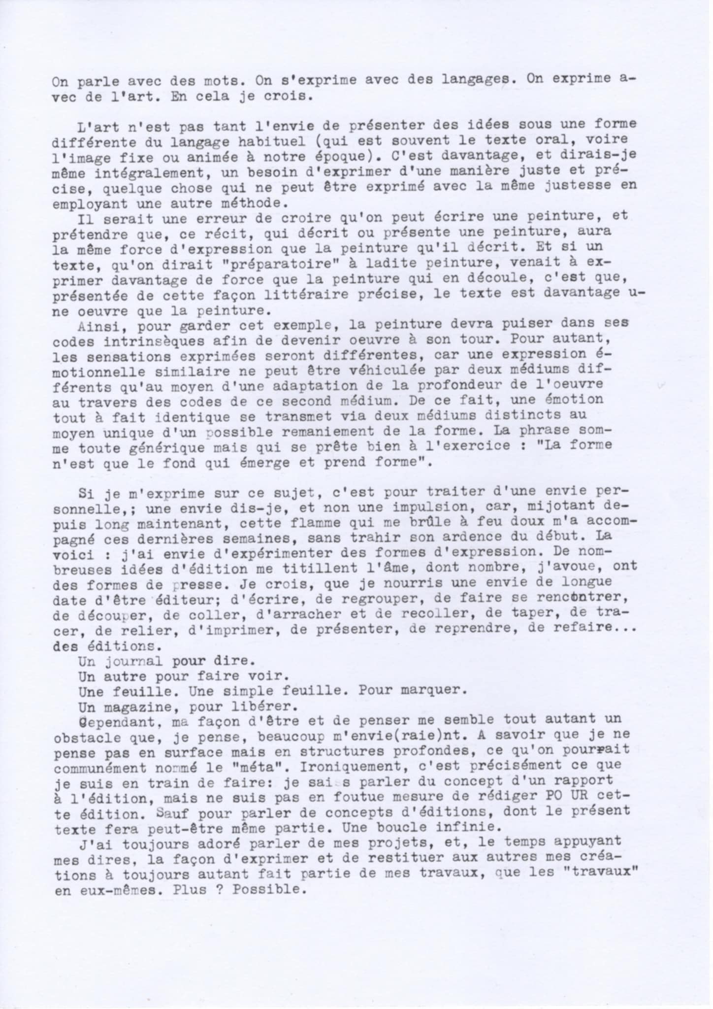 Note sur l'art & ses médiums